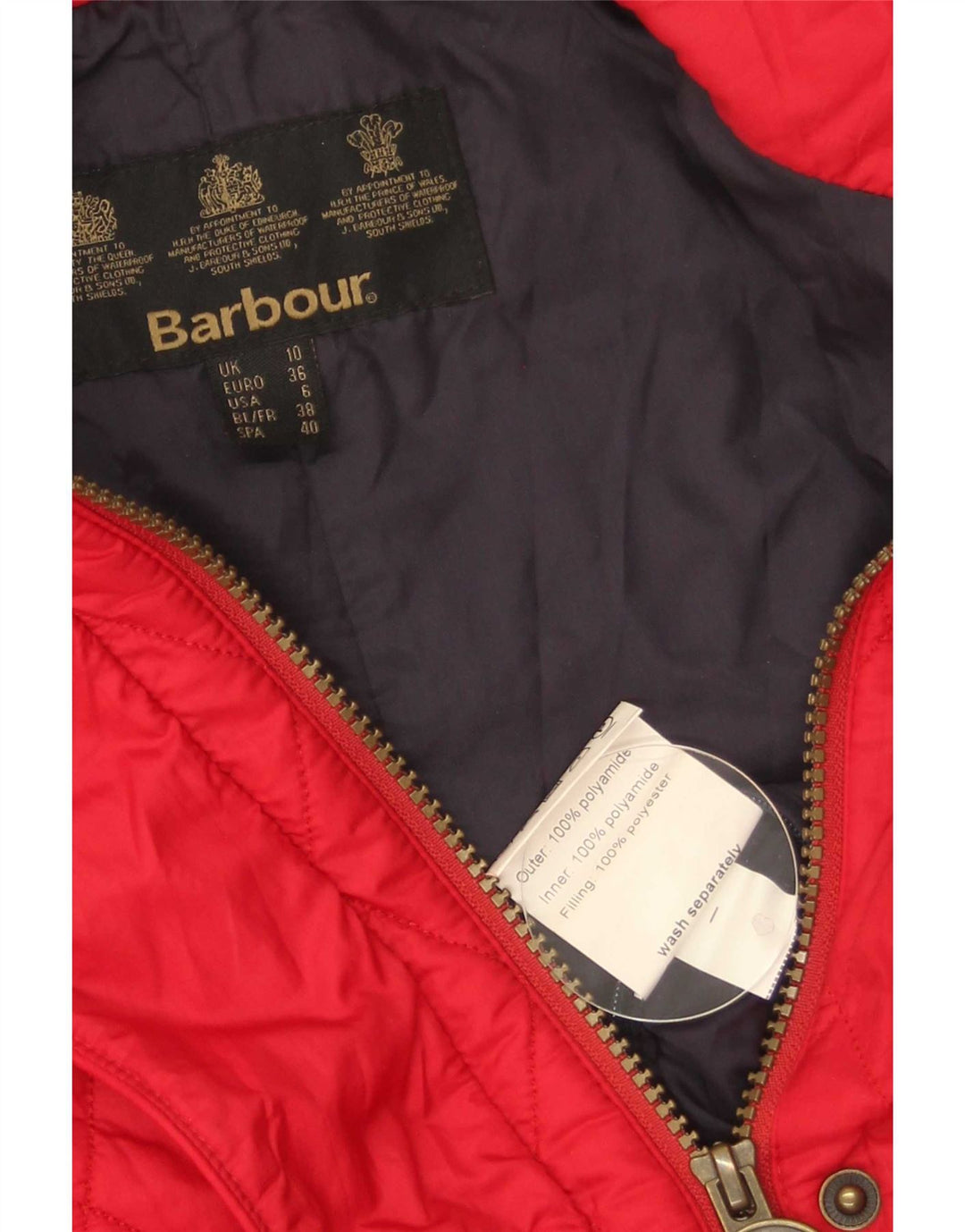 Barbour Veste matelassée pour femme UK 10 Small Rouge Polyamide