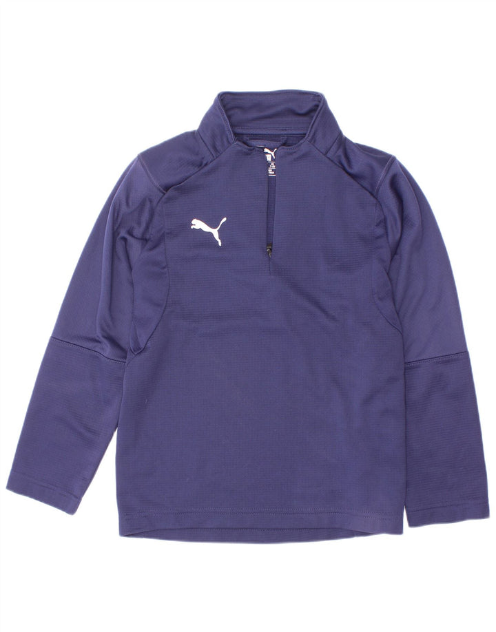 Puma Haut de survêtement à col zippé pour garçon 7-8 ans Bleu marine