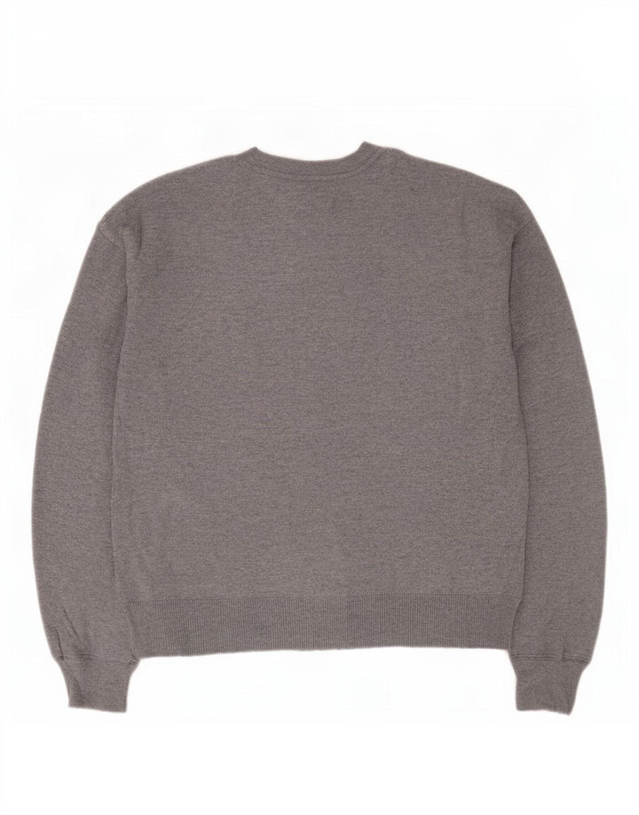 Oasis Pull graphique surdimensionné à col rond pour femme UK 10 Petit Gris