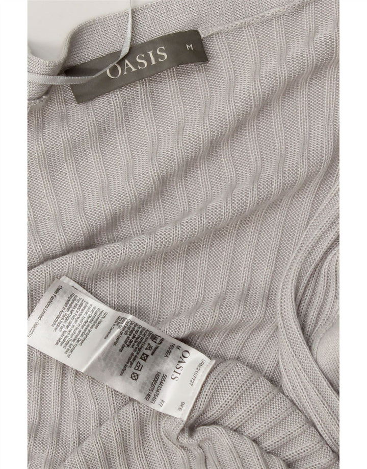 Oasis Cardigan ouvert long pour femme UK 14 Gris moyen Viscose