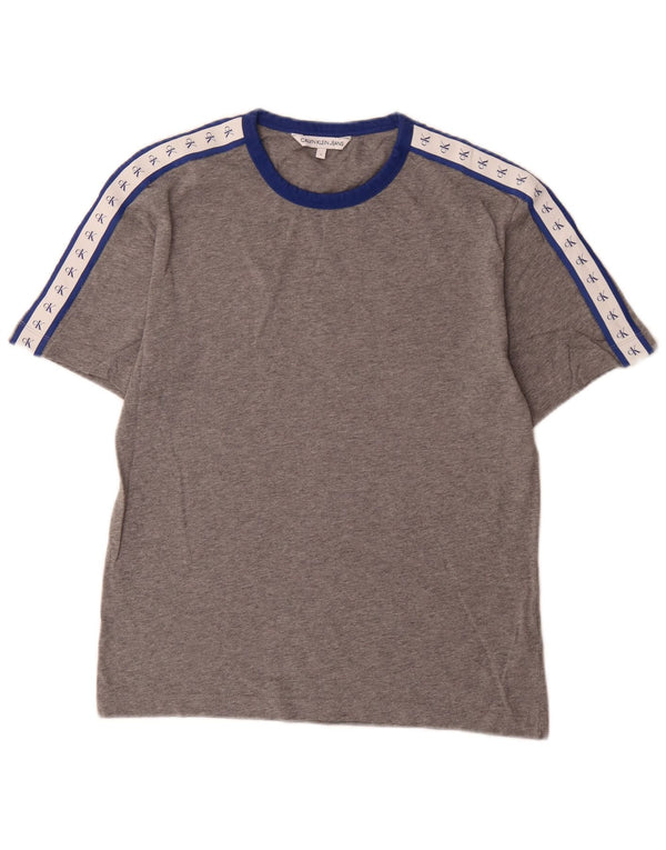 Calvin Klein Jeans T-Shirt Graphique Homme Petit Gris Colorblock Coton