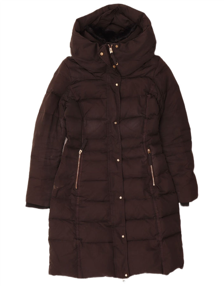 Zara Veste matelassée à capuche pour femme UK 10 Small Noir Polyester