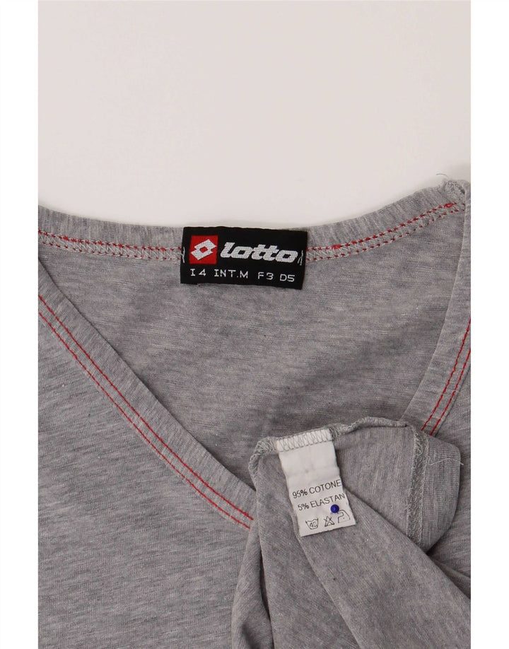 Lotto T-Shirt Femme Top UK 12 Gris Moyen Coton