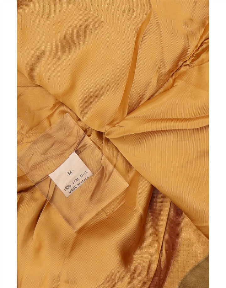 vintage Femme 2 Boutons Blazer En Daim Veste UK 14 Cuir Beige Moyen