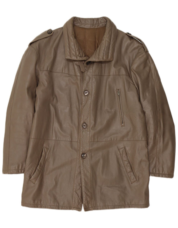 veste en cuir militaire vintage pour hommes IT 52 XL Marron