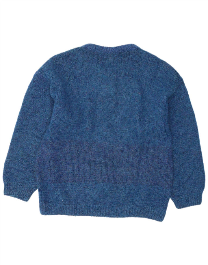 vintage Mens Crew Neck Jumper Pull Grand Bleu Rayé