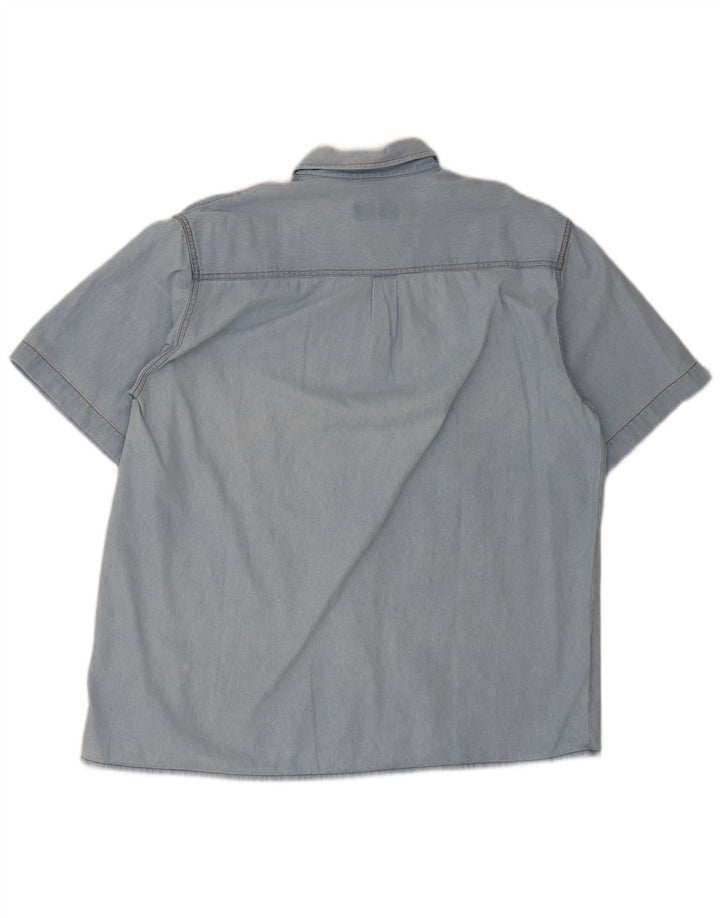 Chemise en jean à manches courtes pour hommes Duty Free en coton bleu moyen