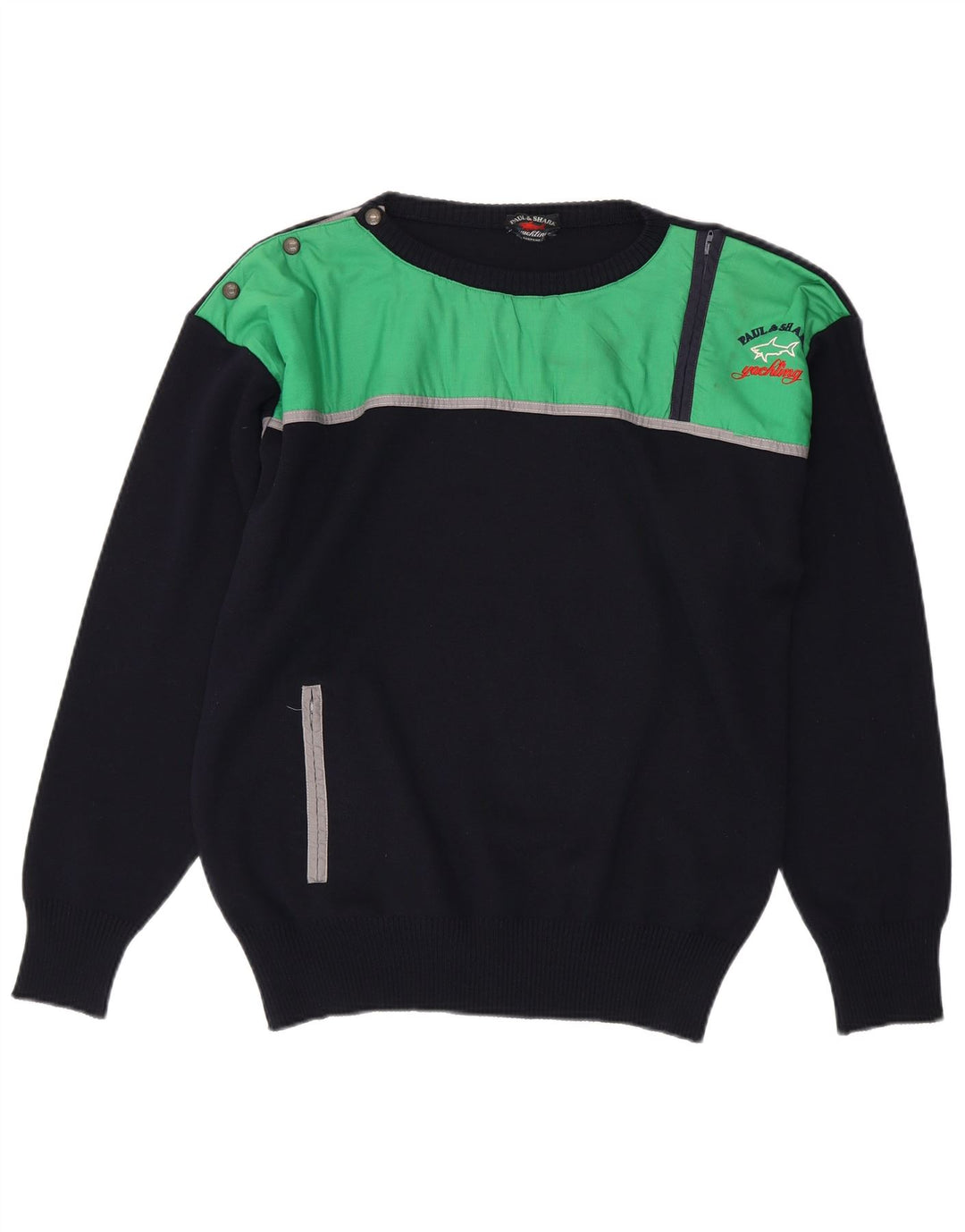 Paul & Shark Pull Col Zippé Homme Bleu Marine Moyen Laine Vierge