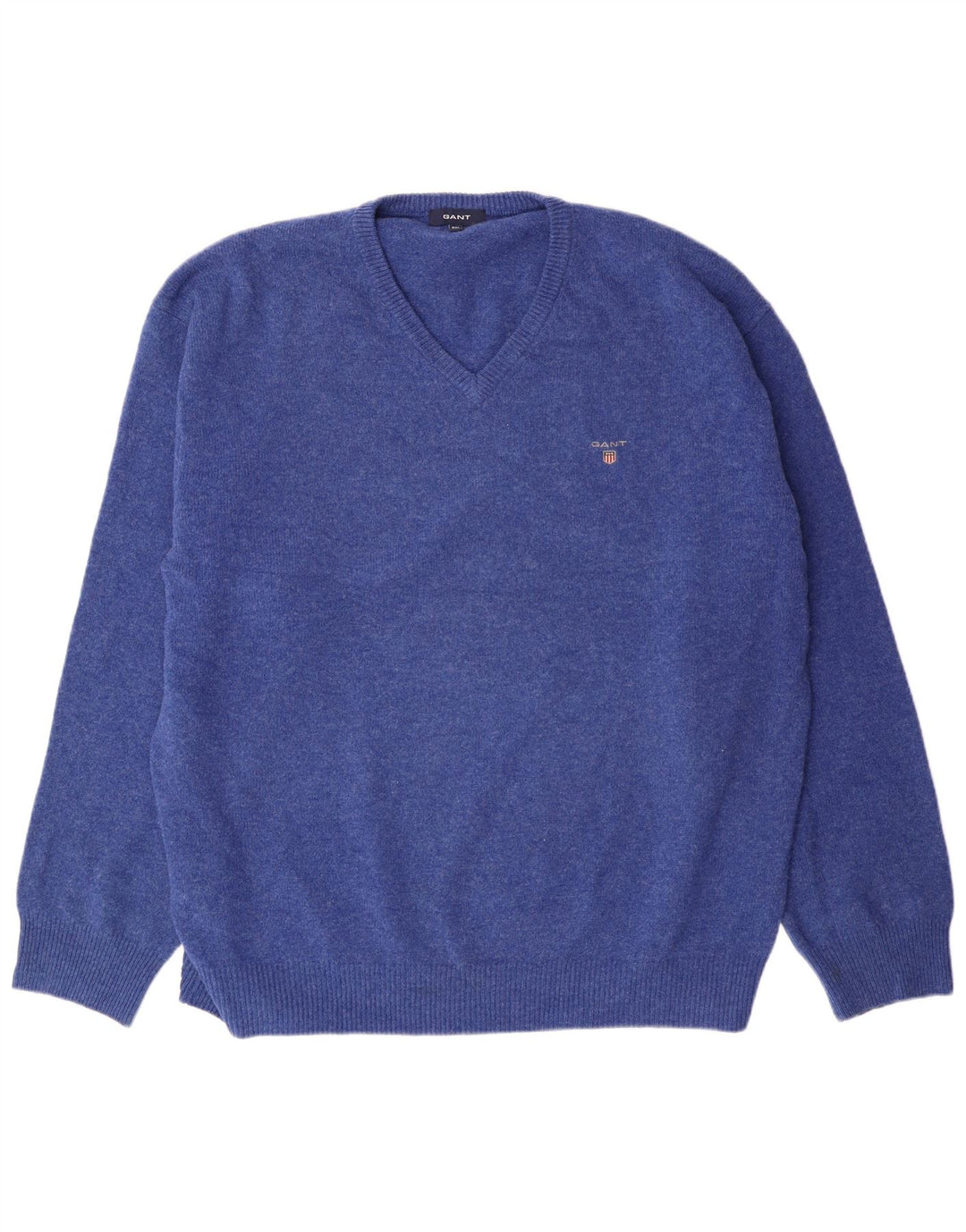 Gant Pull col V homme 3XL bleu laine d'agneau classique