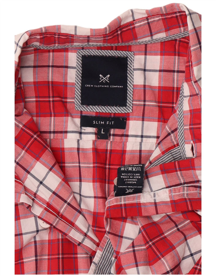 Crew Clothing Chemise ajustée pour homme en coton à carreaux rouges