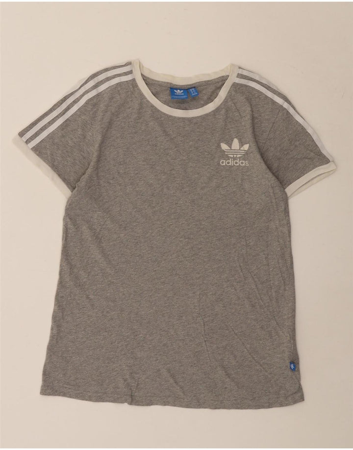 Adidas T-shirt surdimensionné pour femme UK 6 XS Gris Coton