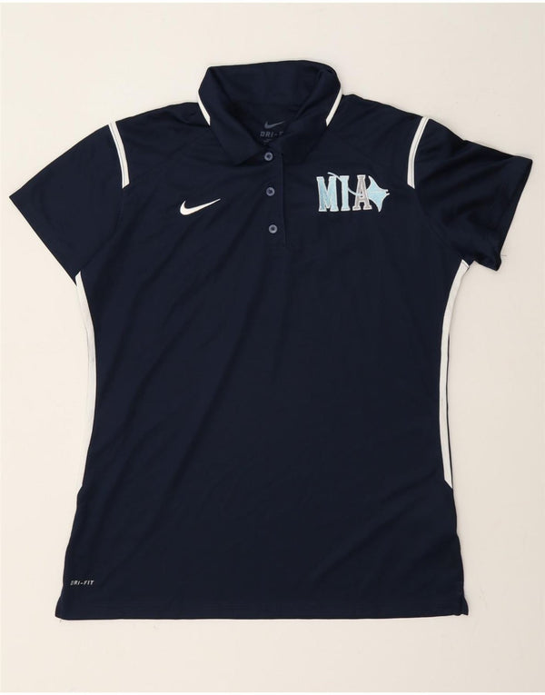 Nike Polo graphique Dri Fit pour femme UK 16 Large Bleu marine Colourblock