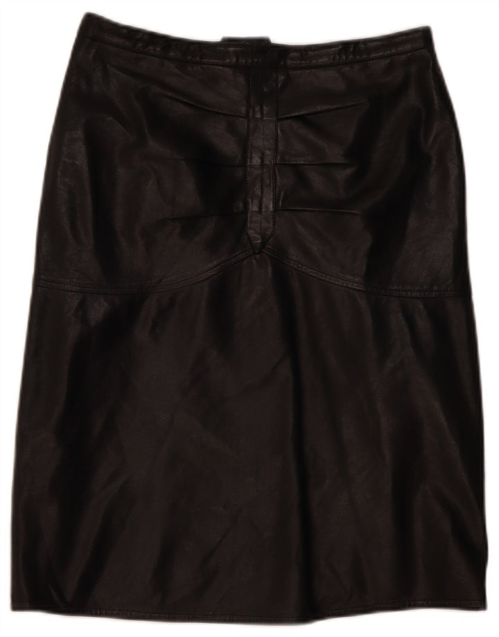 jupe en cuir femme vintage IT 46 Large W32 Noir