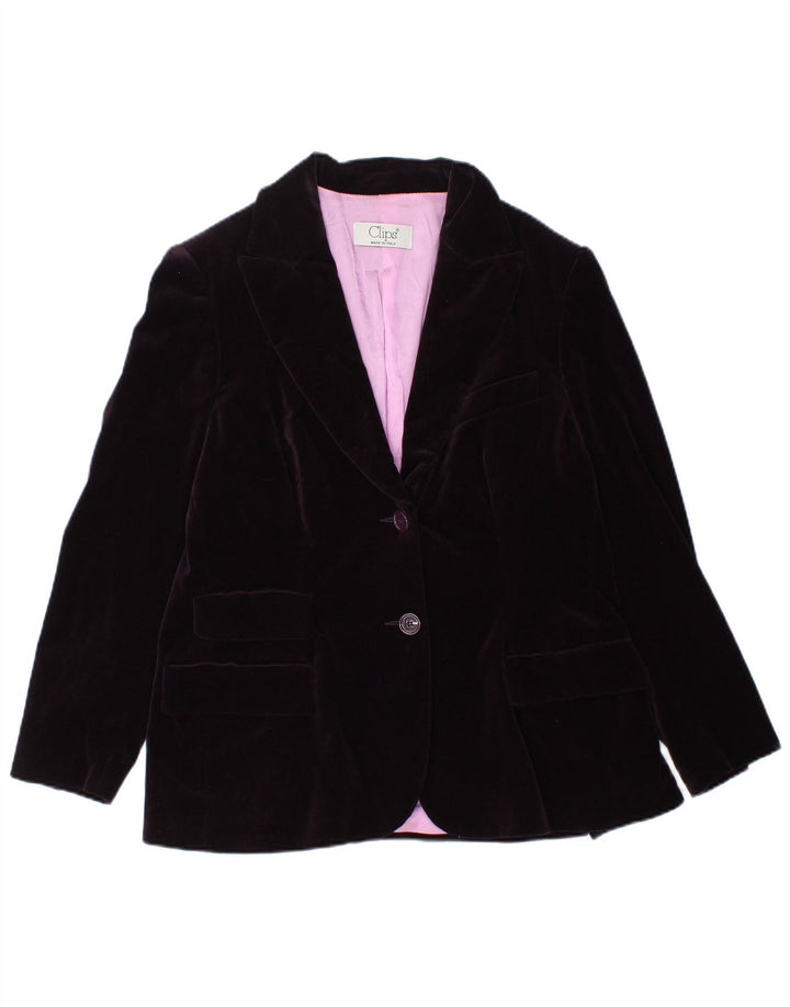 Clips Veste blazer en velours à 2 boutons pour femme IT 46 Large Violet Coton