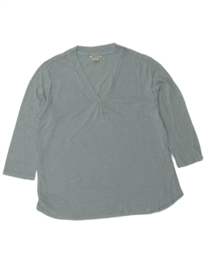 ORVIS Haut surdimensionné à manches 3/4 pour femme UK 10 Petit Bleu