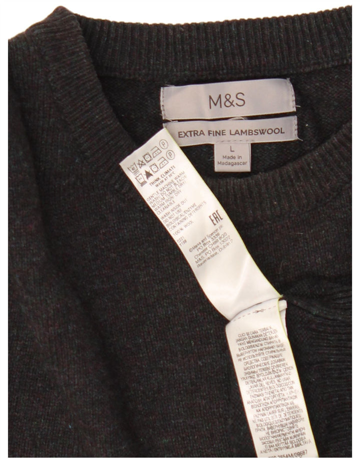 Marks & Spencer Pull à col rond pour homme en laine noire Taille L