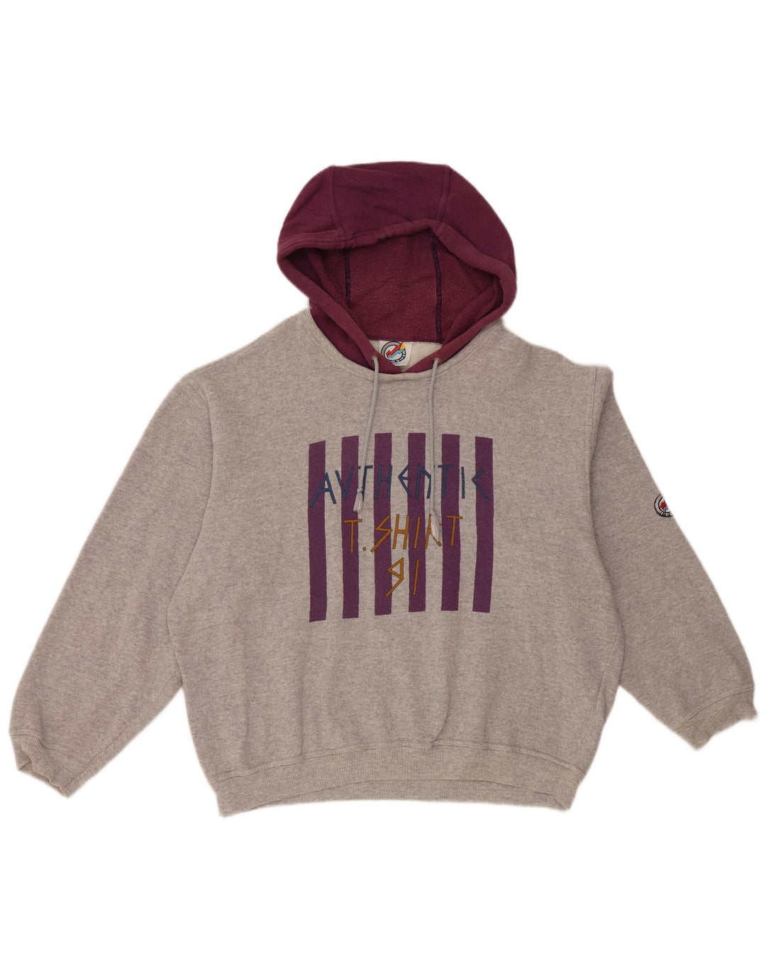 L'Equipe Pull à capuche graphique coupe ample pour femme UK 20 2XL Gris Coton