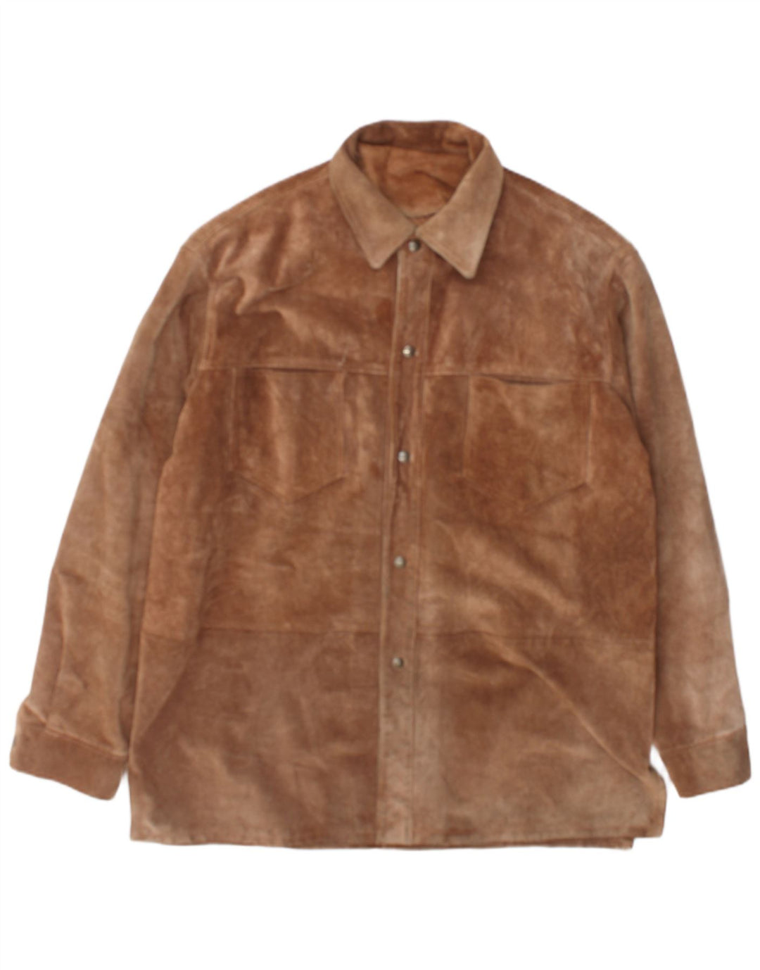 vintage Mens Overshirt Suede Shirt IT 52 Grand Cuir Marron