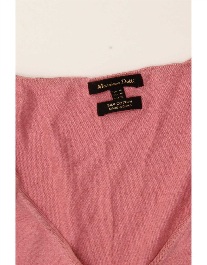 Massimo Dutti Pull col V pour femme UK 12 Soie rose moyen