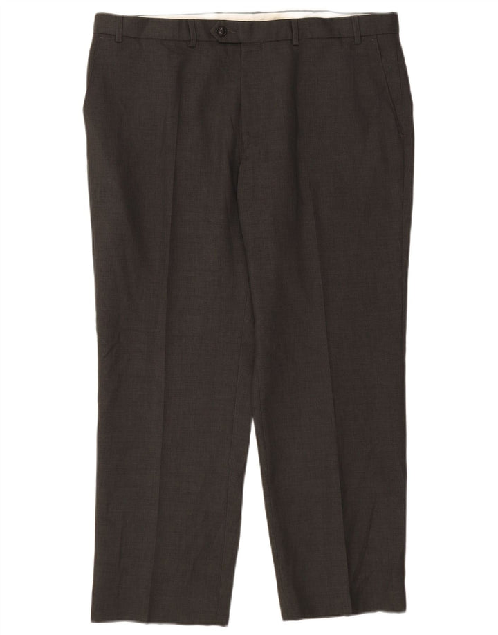Marks & Spencer Pantalon de Costume Droit Homme W40 L29 Gris Polyester