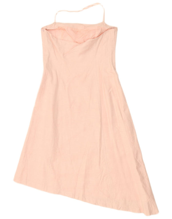 Oasis Robe dos nu asymétrique pour femme UK 42 Viscose florale rose moyen
