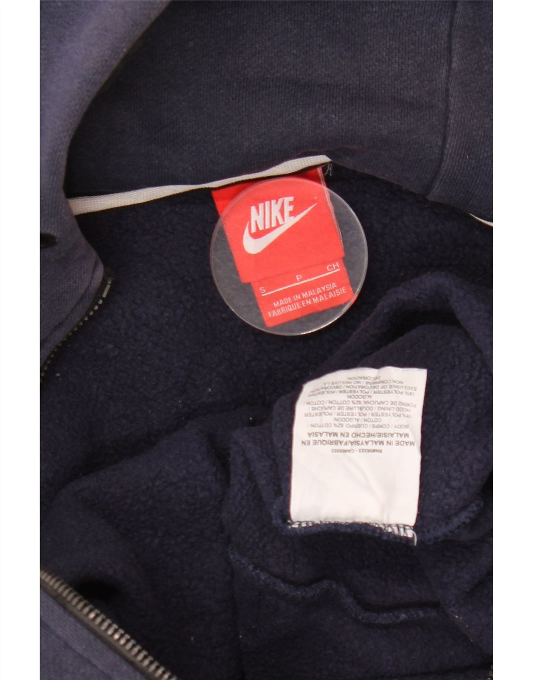 NIKE Pull à capuche zippé pour femme UK 10 Petit coton bleu marine