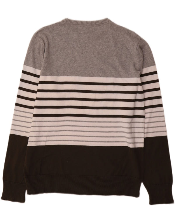 Kappa Pull col bateau pour homme en coton rayé gris Large