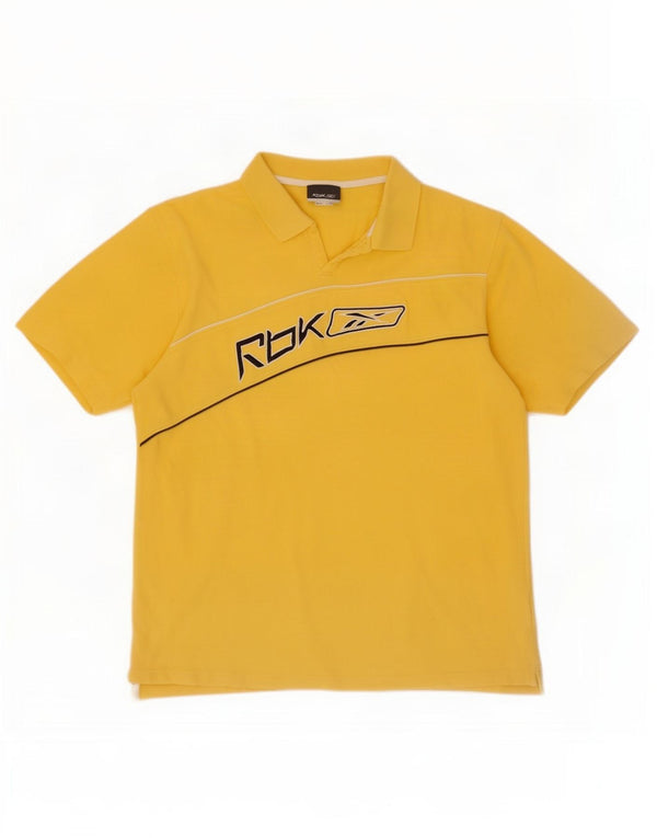Reebok Polo Graphique Homme Large Jaune Coton