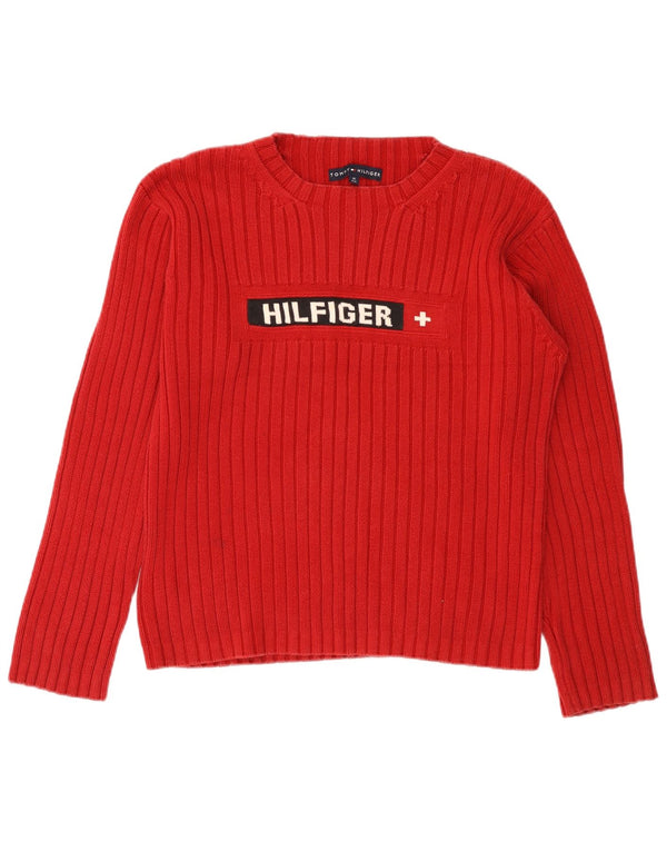 TOMMY HILFIGER Pull graphique à col rond pour femme UK 14 Rouge moyen