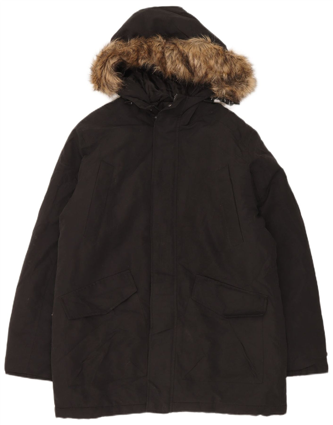 Jack & Jones Parka à capuche pour homme UK 40 Large Noir Polyester