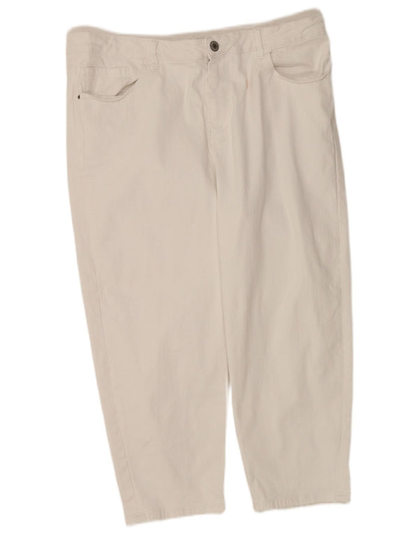 Marks & Spencer Jean Capri pour femme UK 22 3XL W42 L22 Blanc Coton