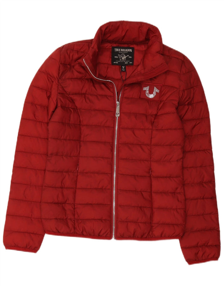 True Religion Veste rembourrée pour femme UK 10 Petit Rouge Polyester