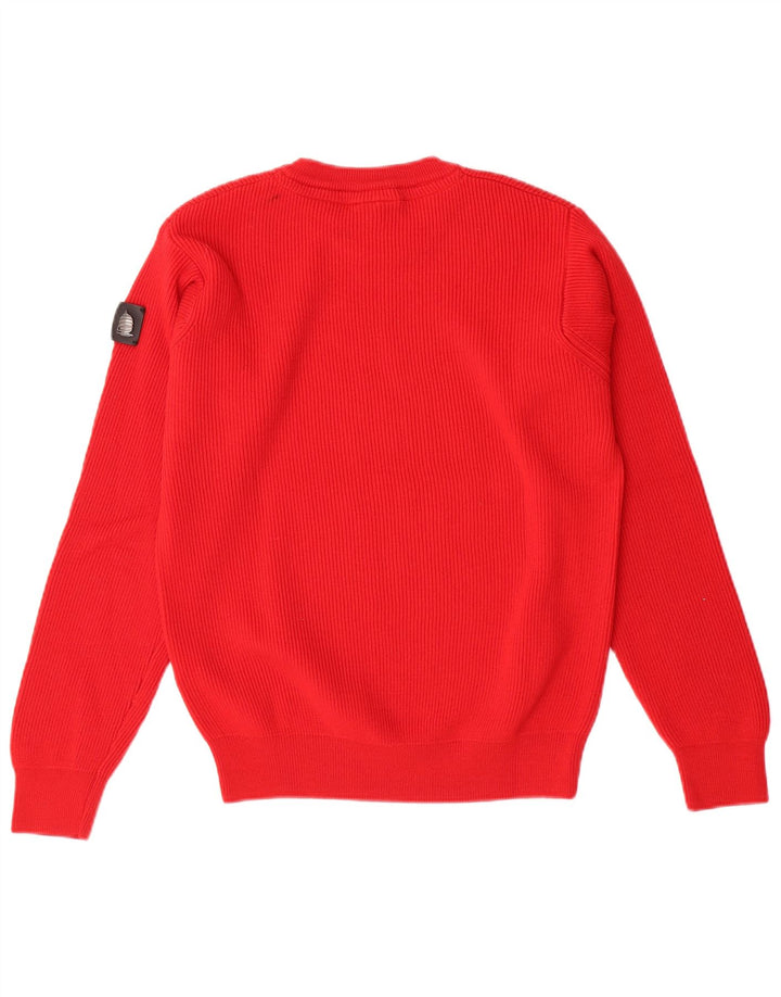 Marina Yachting Pull à col rond pour homme Petite laine vierge rouge