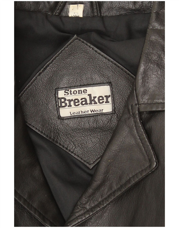 veste en cuir homme vintage UK 40 Grand Noir