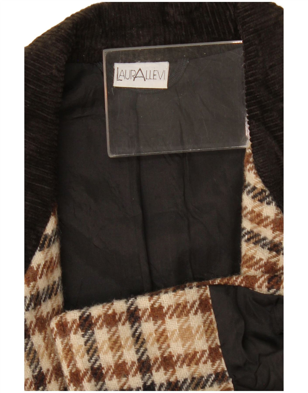 vintage Femme 2 Bouton Blazer Veste UK 14 Moyen Beige Pied-de-poule