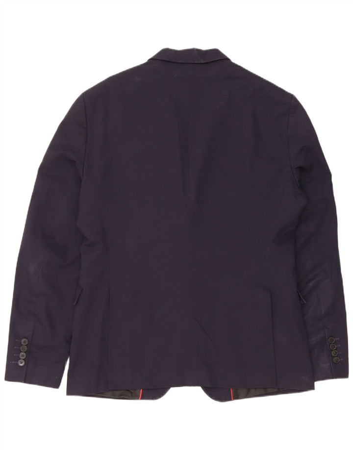 Zara Veste Blazer 2 Boutons Homme EU 52 Large Bleu Marine Viscose
