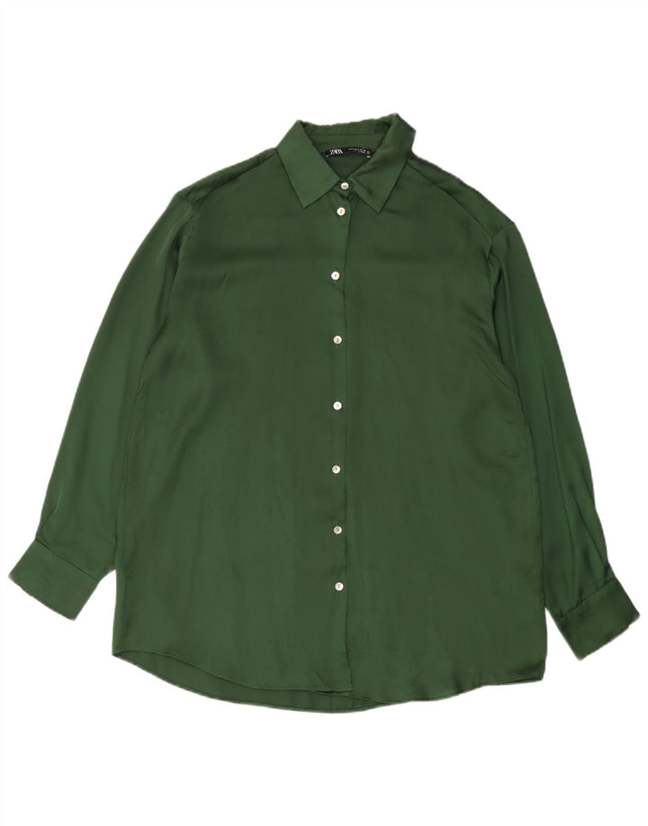 Zara Chemise surdimensionnée pour femme UK 10 Small Vert Polyester