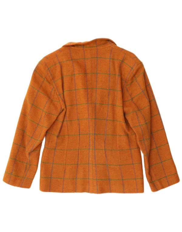Penny Black Veste Blazer 2 Boutons Femme UK 14 Laine à Carreaux Orange Moyen
