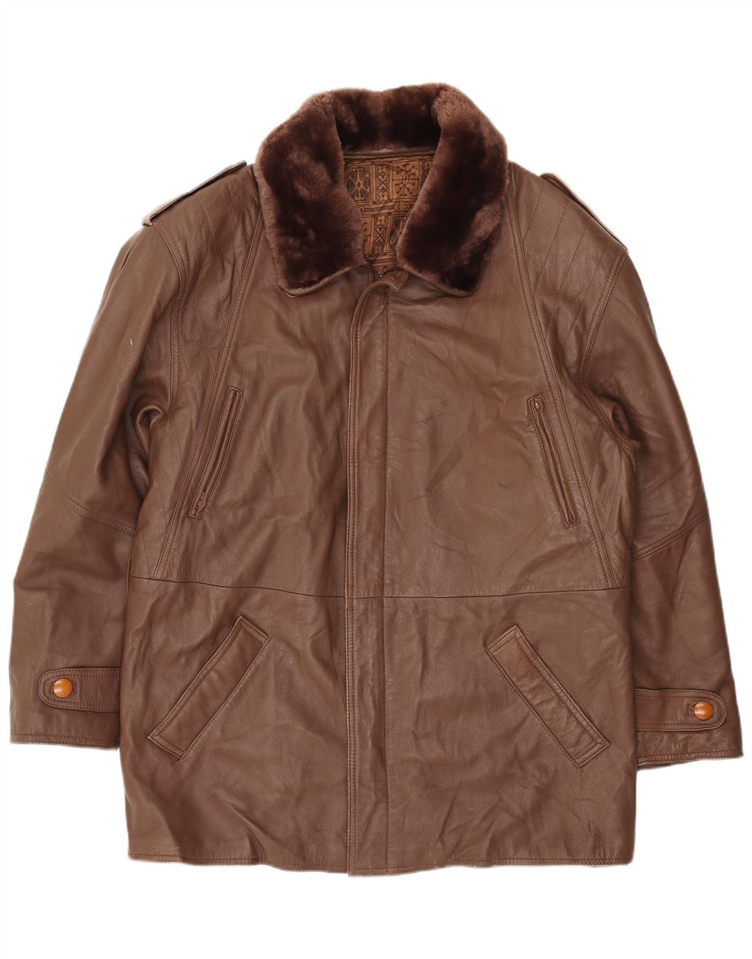 Veste en cuir homme vintage IT 52 XL Cuir marron