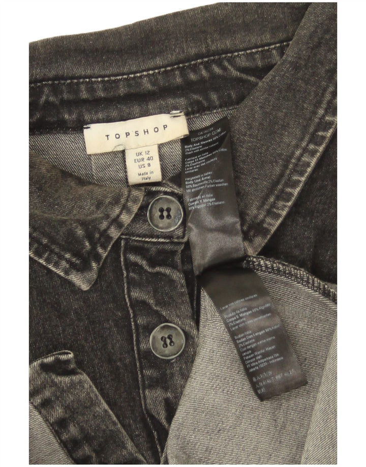 Topshop Chemise en jean pour femme UK 12 Coton gris moyen