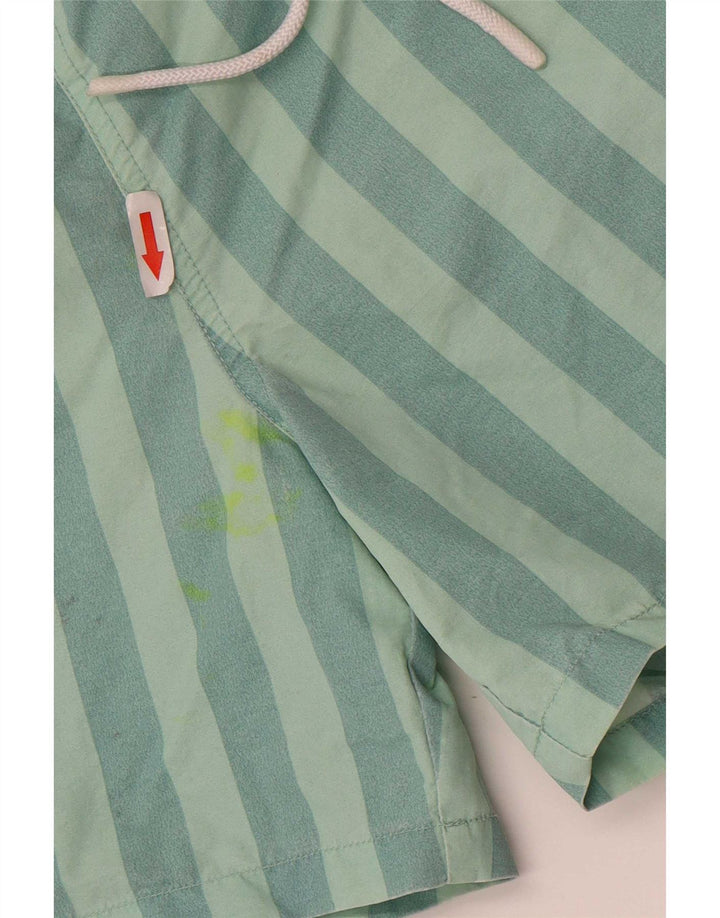 Zara Short De Bain Homme Rayé Vert Moyen Polyester