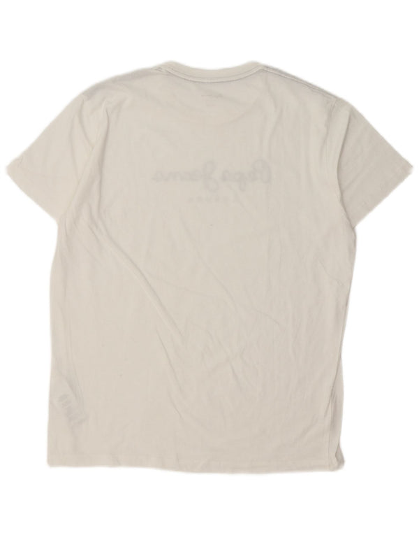 PEPE Jeans T-shirt graphique coupe classique pour hommes, grand, blanc, coton