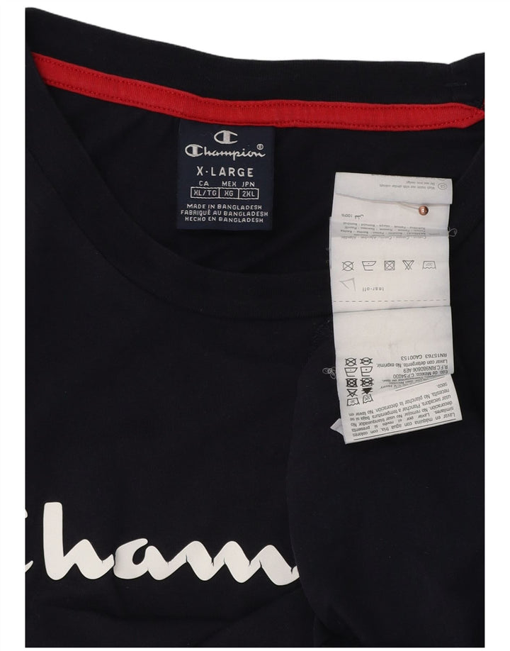 CHAMPION T-Shirt Graphique Homme Top XL Bleu Marine Coton