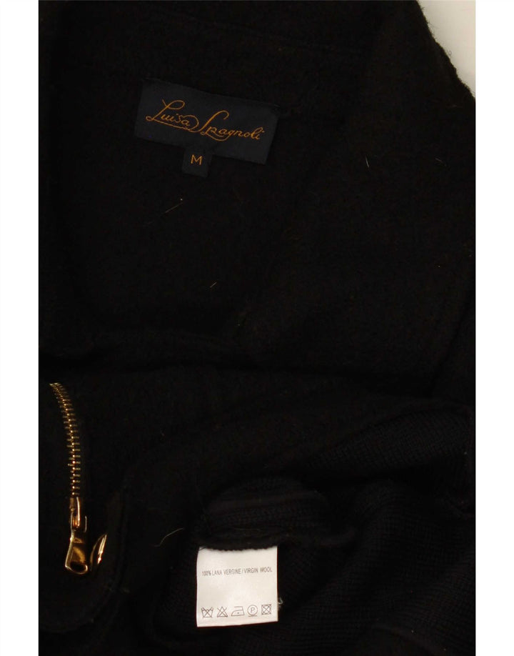 Luisa Spagnoli Veste de motard pour femme UK 14 Laine vierge noire moyenne