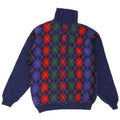 Benetton Pull à col polo pour homme IT 48 Small Bleu Argyle/Diamond Laine