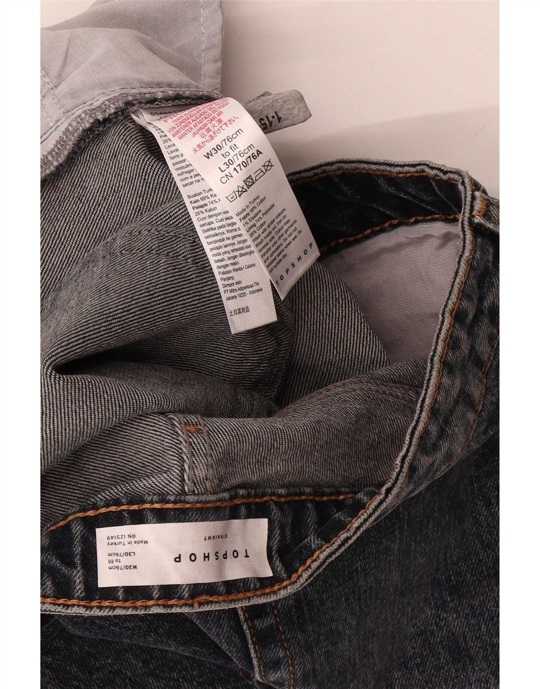 Topshop Jean court W30 L25 en coton noir pour femme