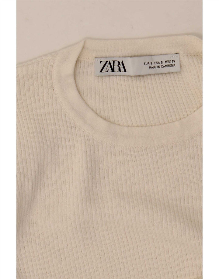 Zara Womens Top asymétrique à manches longues UK 8 Small Blanc