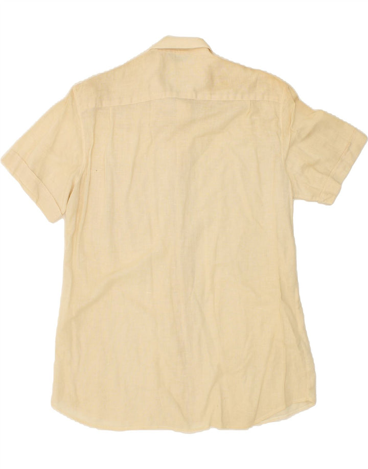 VINTAGE Mens Short Sleeve Shirt Medium Beige Vintage Vintage and Second-Hand Vintage from Messina Hembry 
