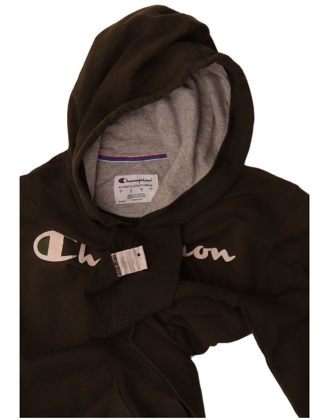 Champion Pull à capuche graphique pour homme Petit Kaki Coton