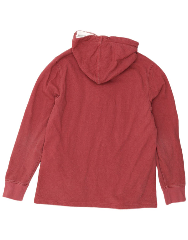 Crew Clothing Pull à capuche à col zippé pour homme en coton bordeaux moyen